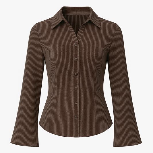 Katia | Eng anliegendes gestreiftes Blusenshirt mit weitem Ärmel