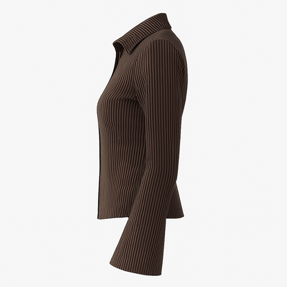 Katia | Eng anliegendes gestreiftes Blusenshirt mit weitem Ärmel