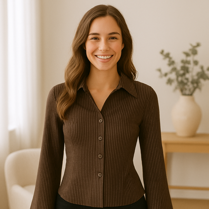 Katia | Eng anliegendes gestreiftes Blusenshirt mit weitem Ärmel