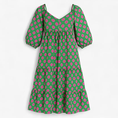 Lara | Langes Boho-Alltagskleid mit dezenter Druck