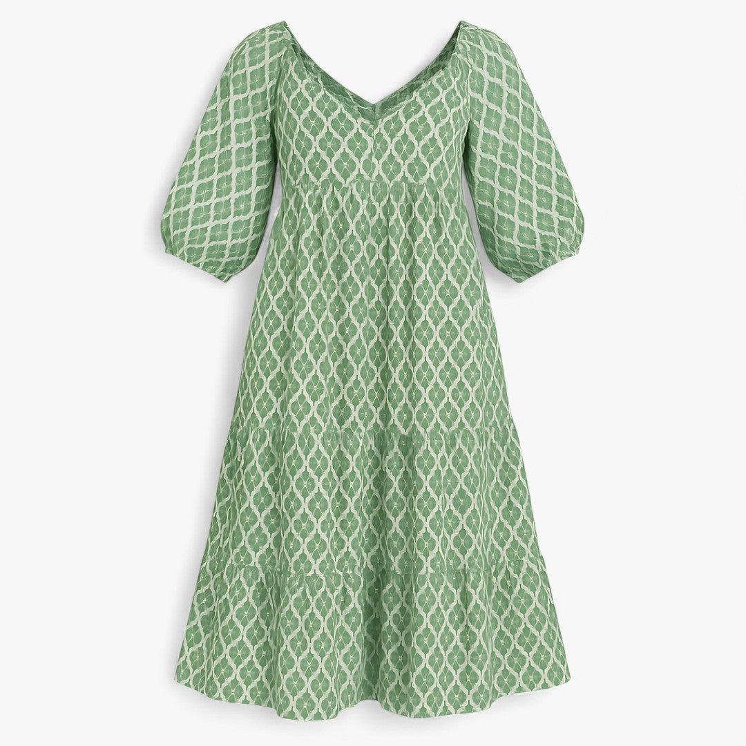 Lara | Langes Boho-Alltagskleid mit dezenter Druck