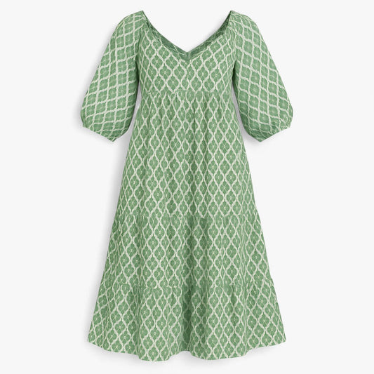 Lara | Langes Boho-Alltagskleid mit dezenter Druck