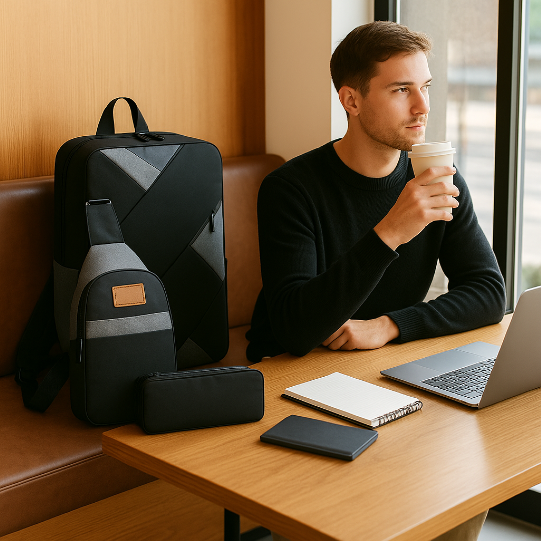 Evan | Set 3 in 1 mit Rucksack und passenden Accessoires