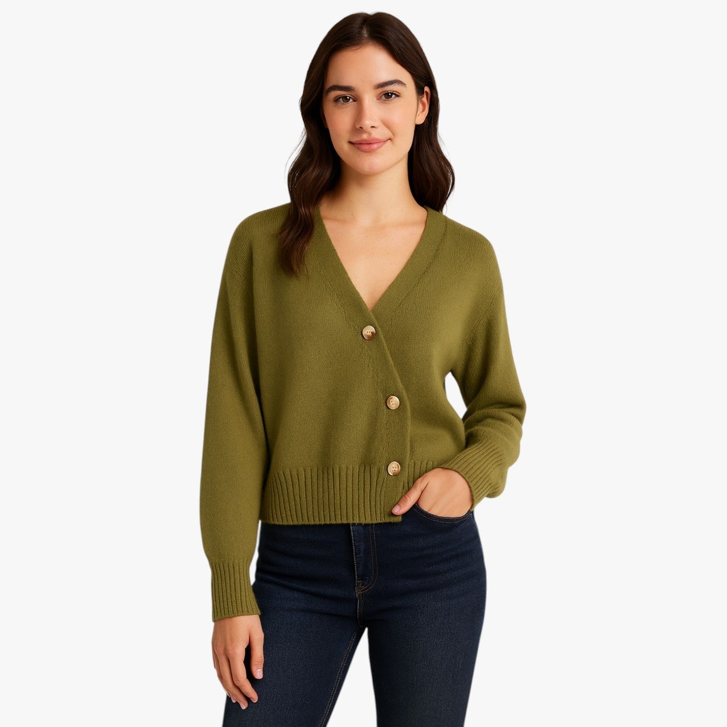 Leah | Weicher Kaschmir-Cardigan mit Nadelknöpfen, oversize Eleganz für Frühling und Herbst