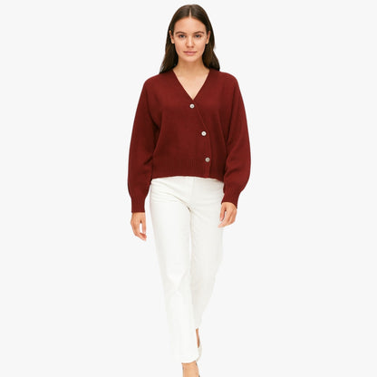 Leah | Weicher Kaschmir-Cardigan mit Nadelknöpfen, oversize Eleganz für Frühling und Herbst