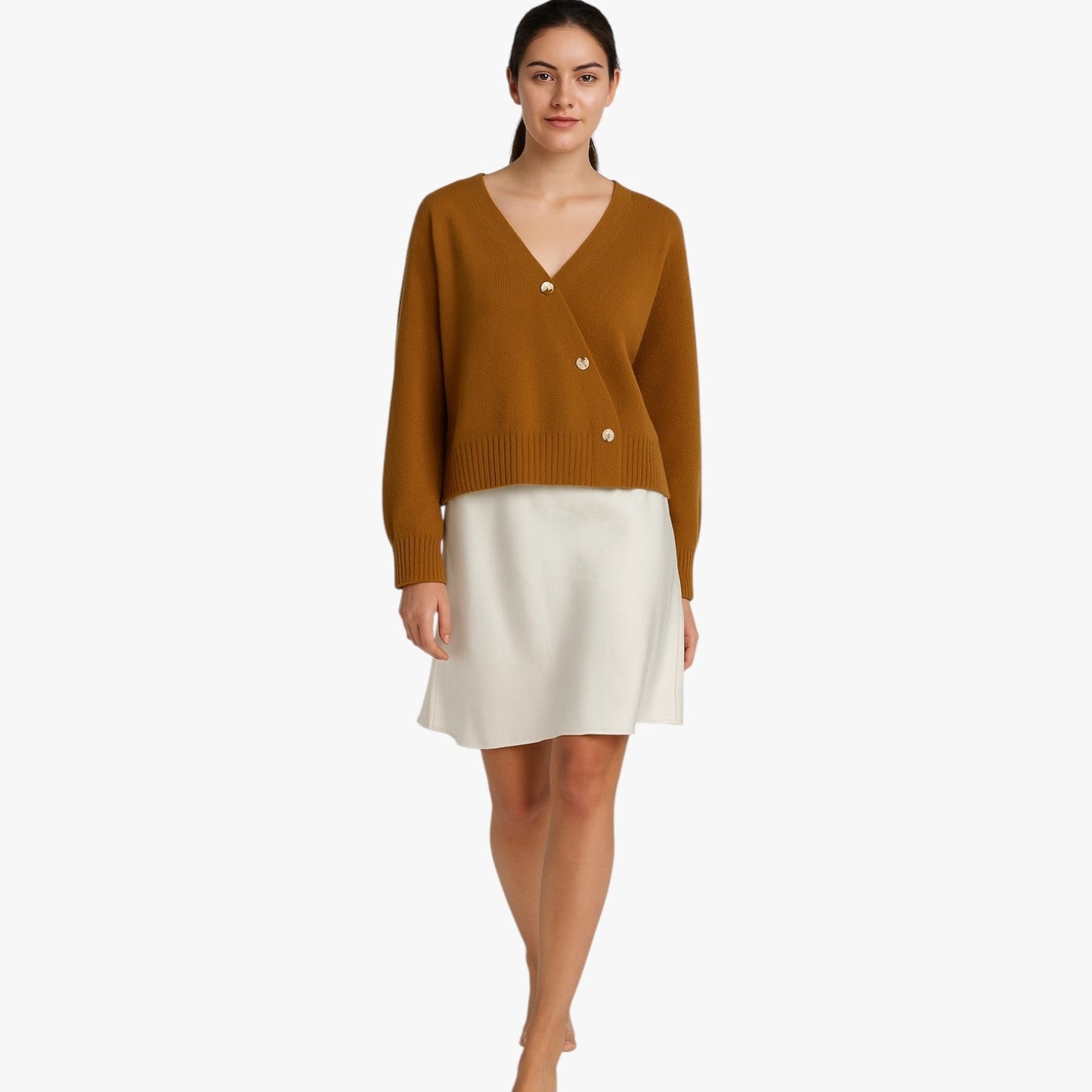 Leah | Weicher Kaschmir-Cardigan mit Nadelknöpfen, oversize Eleganz für Frühling und Herbst