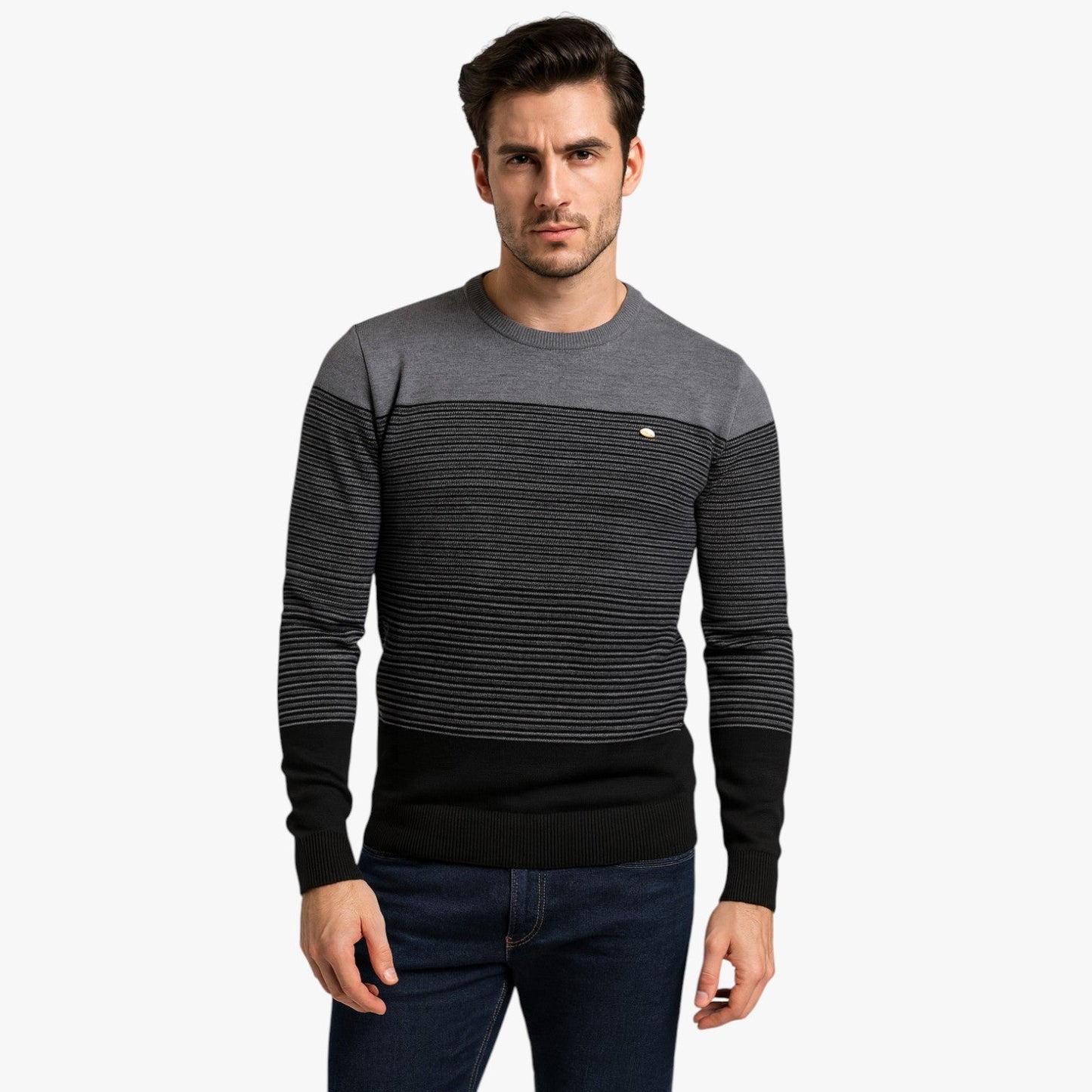 Eugene | Herren Ringel-Pullover mit Rundhalsausschnitt – Slim Fit und hochwertige Wärme