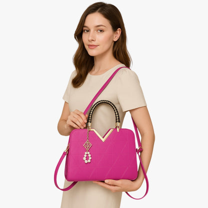Pamela | Herbst Chic - Elegante Tasche mit Reißverschluss und Perlen