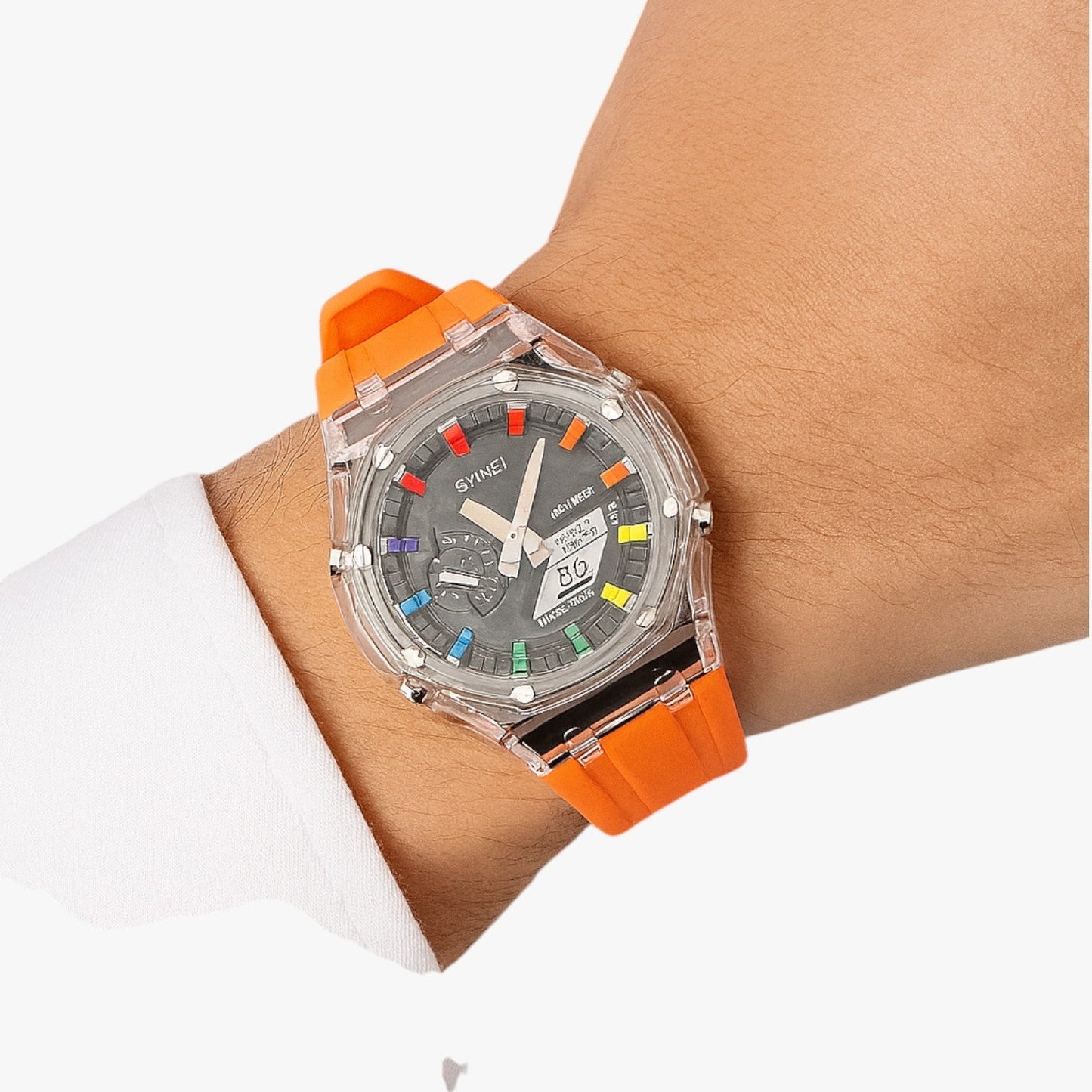 Fabian | Transparentes digitalesuhr mit 5 ATM Wasserdichtigkeit, Wecker und intelligenten Funktionen