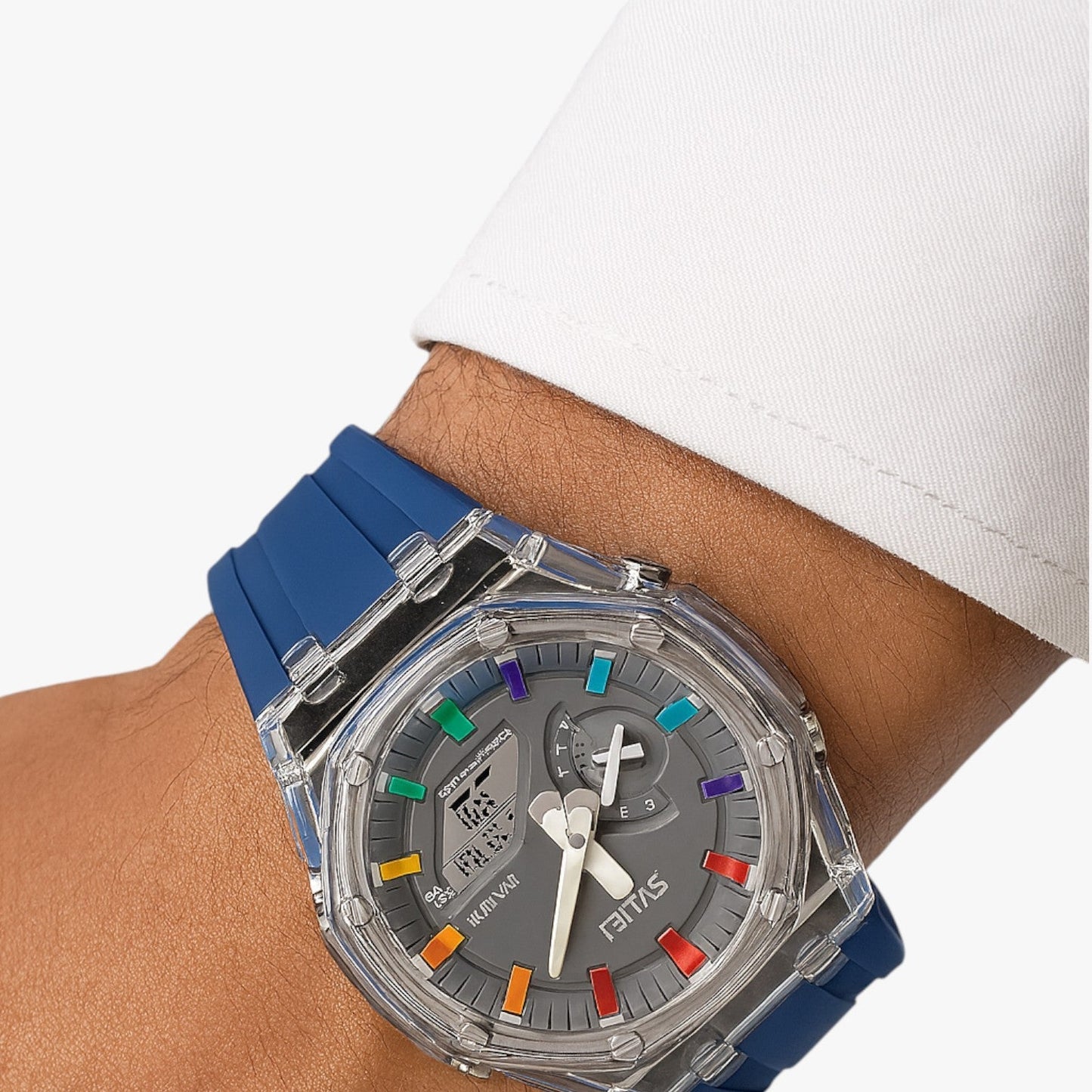 Fabian | Transparentes digitalesuhr mit 5 ATM Wasserdichtigkeit, Wecker und intelligenten Funktionen