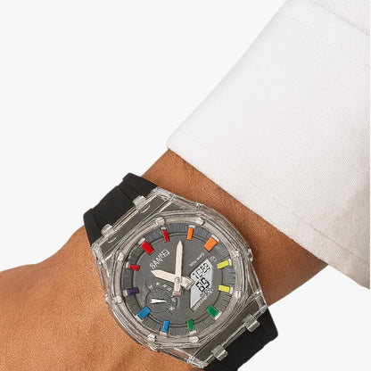 Fabian | Transparentes digitalesuhr mit 5 ATM Wasserdichtigkeit, Wecker und intelligenten Funktionen