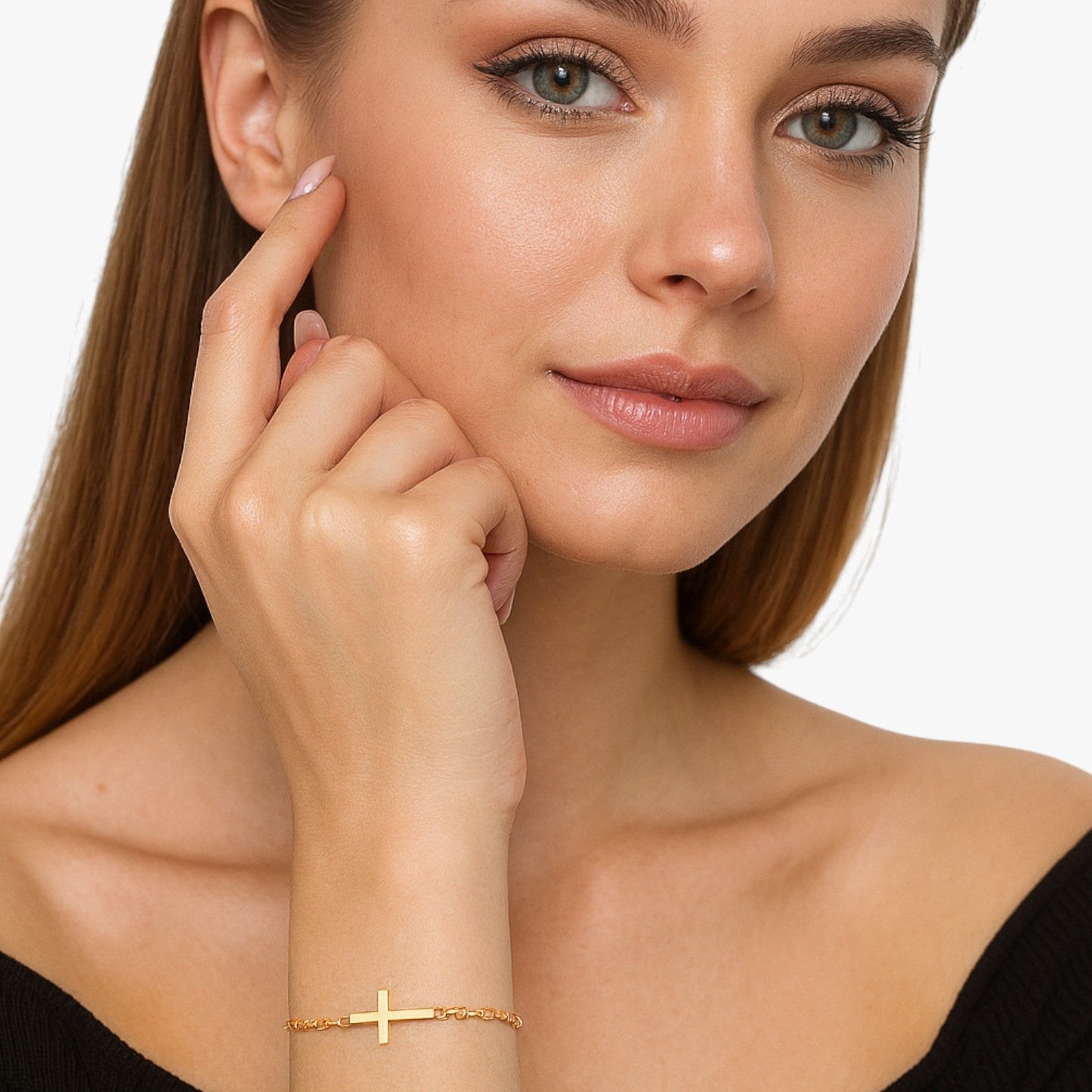 Elisa | Armband mit Kreuz aus Edelstahl – Wasserfest Eleganz