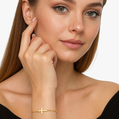 Elisa | Armband mit Kreuz aus Edelstahl – Wasserfest Eleganz