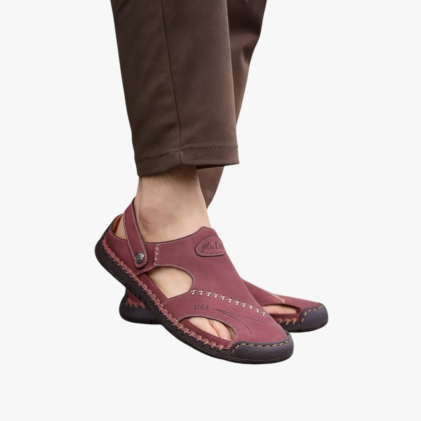 Owen | Herren-Sommersandalen - Atmungsaktives Leder und rutschfeste Sohle für einen stilvollen Akzent