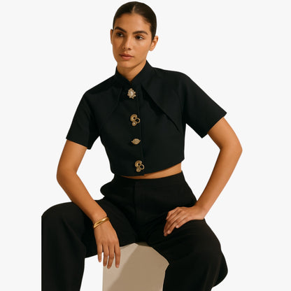 Janella | Kurzes dekoratives Metallhemd