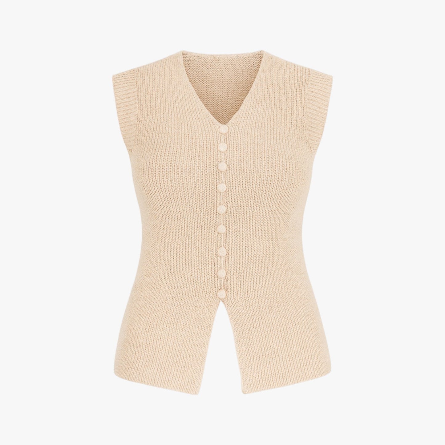 Mara | Rundhalsausschnitt gestrickter Pullover mit Knöpfen