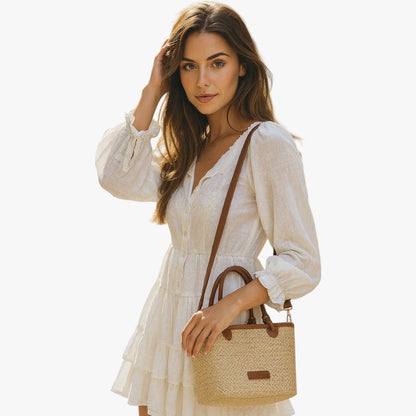 Herbst | Leichte Strohtasche für den Sommer, Chic und bereit für den Strand