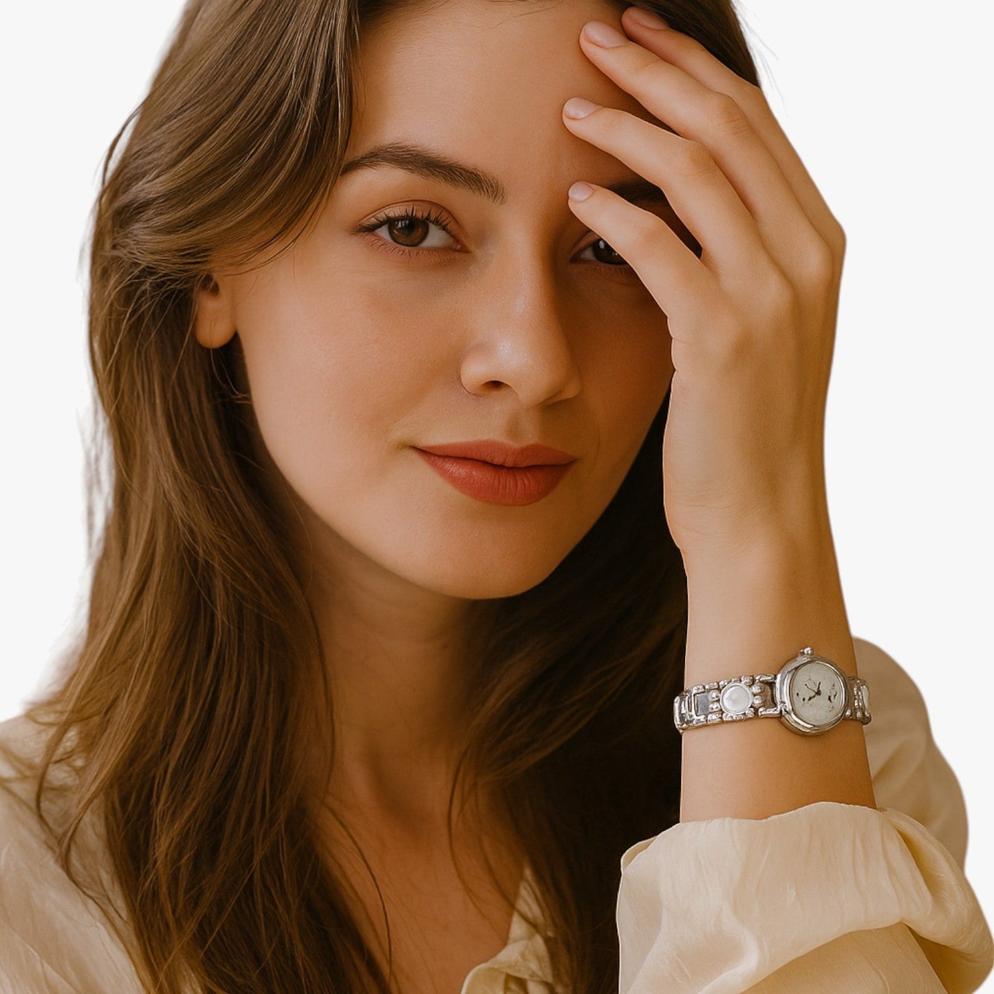 Mira | Elegante Armbanduhr mit Perlmutt-Muschelhalsband