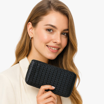 Elfenbein | Elegantes langes Portemonnaie mit Handytasche und Kartenfach