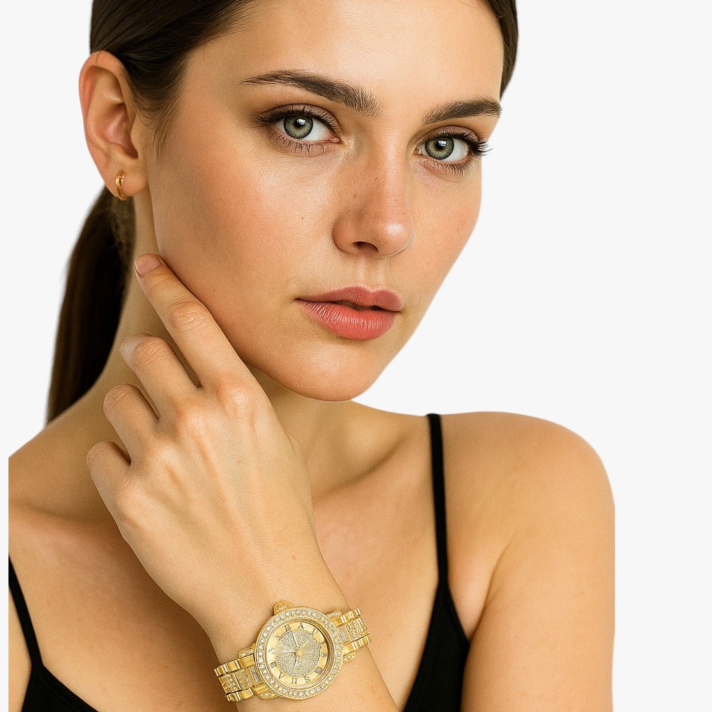 Evelynn | Elegante Damenarmbanduhr aus Stahl und Kristall