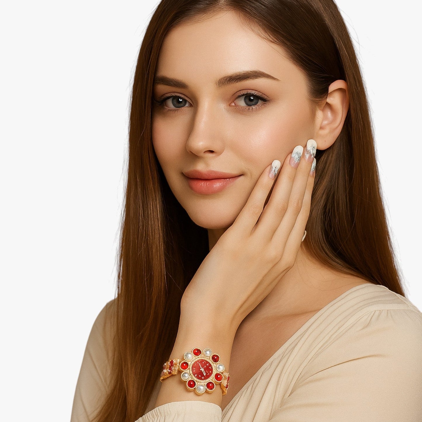 Lilliana | Elegante Armbanduhr mit Blumen-Zifferblatt aus Kristall