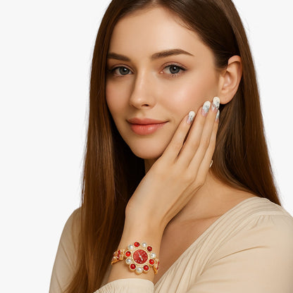 Lilliana | Elegante Armbanduhr mit Blumen-Zifferblatt aus Kristall