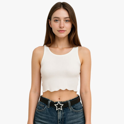 Haven | Rosa Ledergürtel mit Retro-Buckel und funkelnden Diamanten