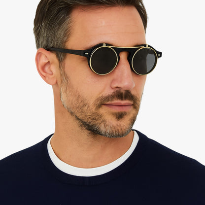 Zain | Retro Unisex Sonnenbrille Doppelobjektiv Flip & UV-Schutz