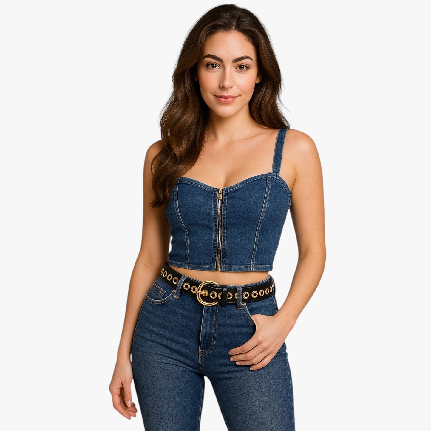 Emelia | Rindsleder-Punk-Taillegurt im Y2K-Stil mit Nadelschnalle