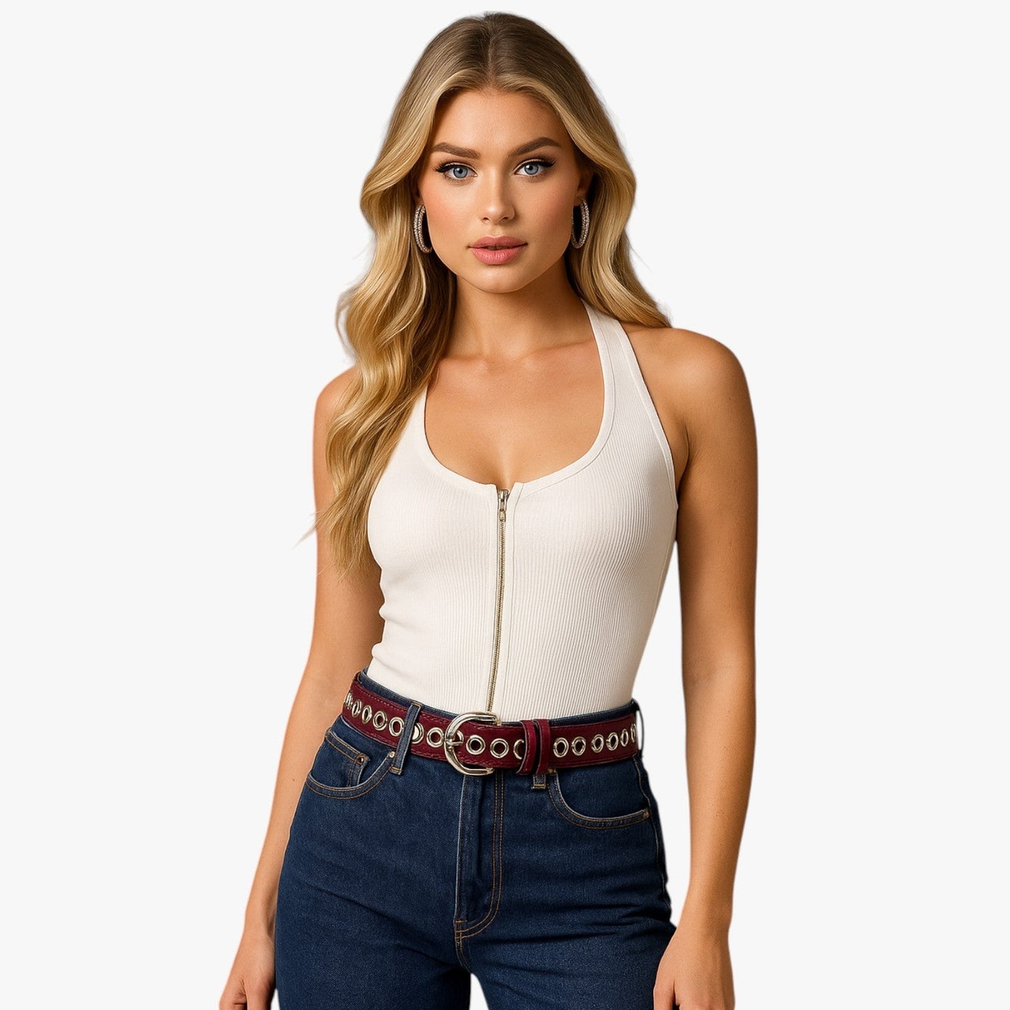 Emelia | Rindsleder-Punk-Taillegurt im Y2K-Stil mit Nadelschnalle