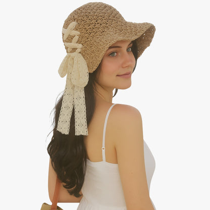 Elodie | UV-Strandhut mit Pferdeschwanzöffnung