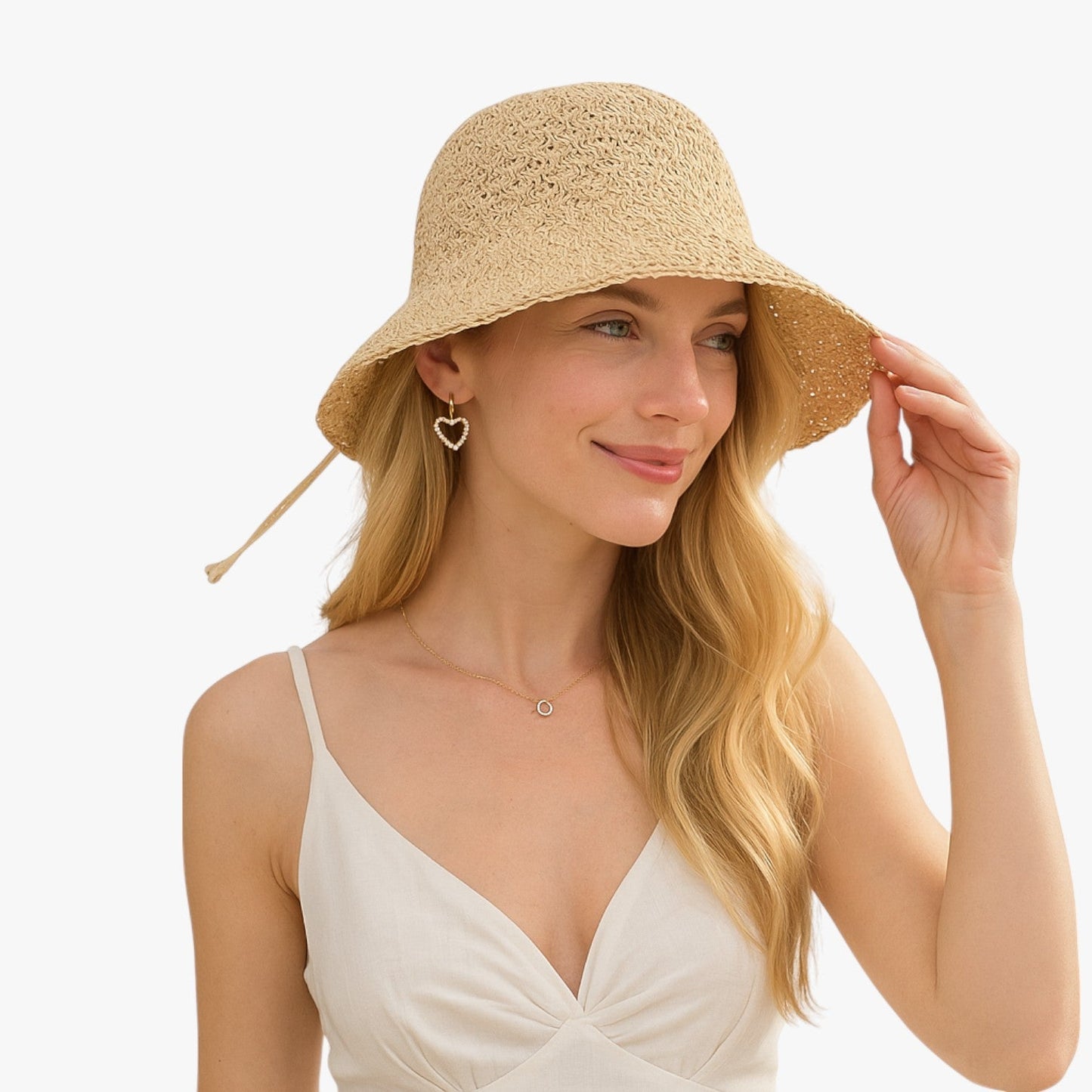 Elodie | UV-Strandhut mit Pferdeschwanzöffnung