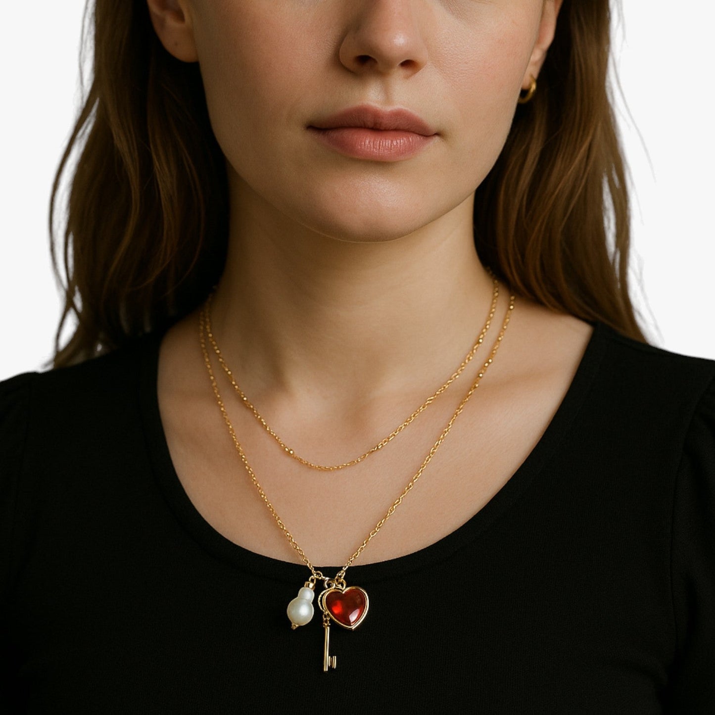 Elsie | Elegante Herz-Halskette mit Perle