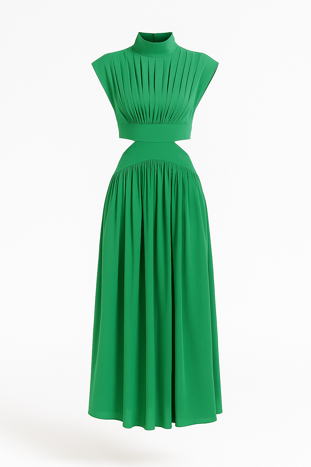 Anna | Elegantes Damen Midikleid mit Cut-Outs und hohem Kragen