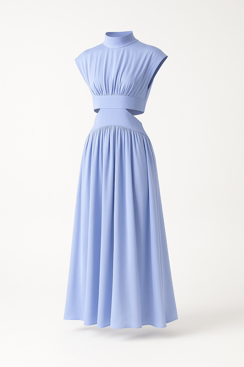 Anna | Elegantes Damen Midikleid mit Cut-Outs und hohem Kragen