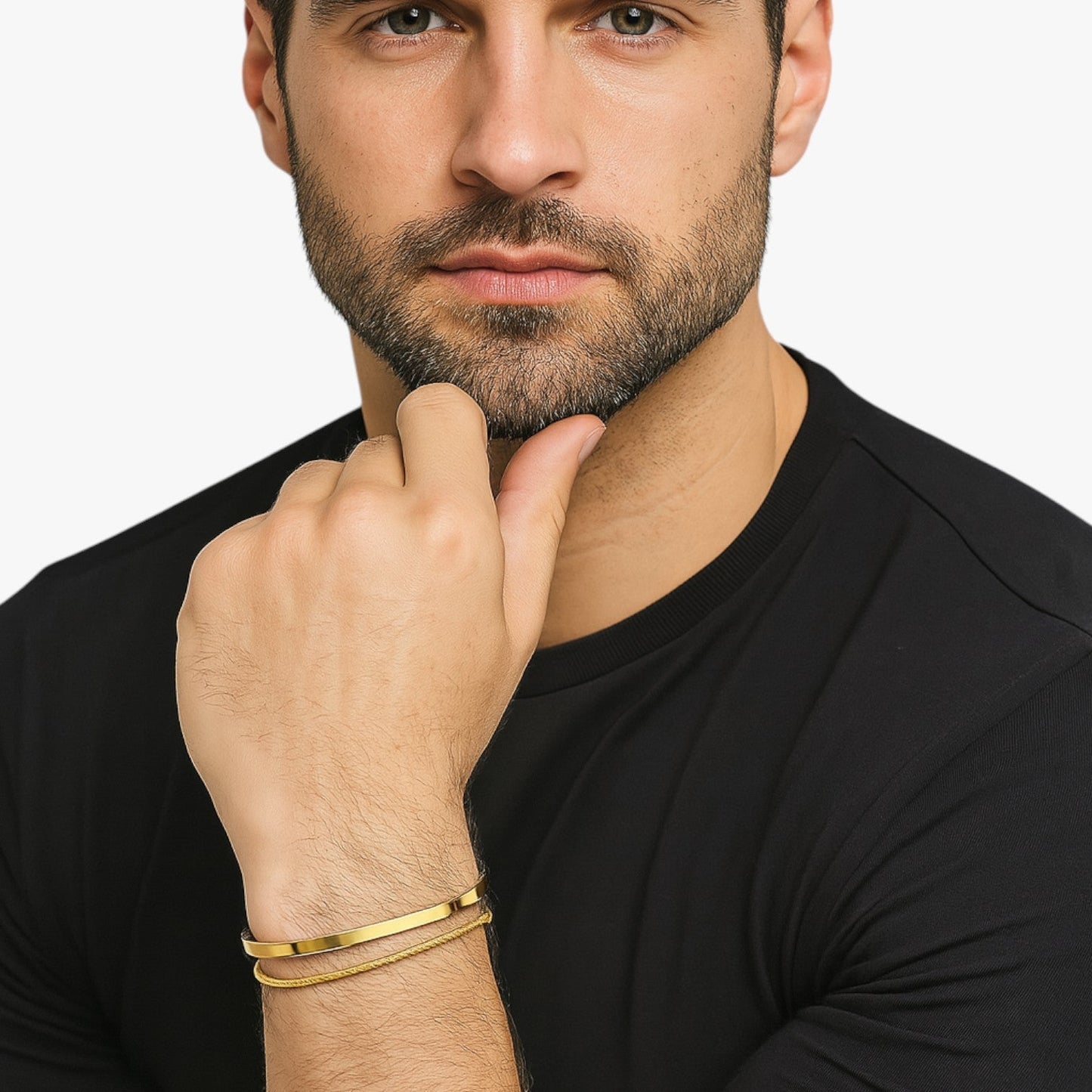 Philip | Set Herren-Stahlarmbänder mit schwarzen Details