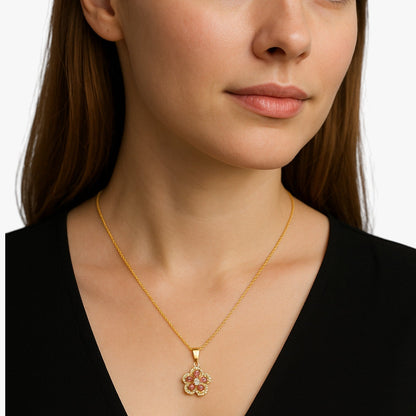Winnie | Halskette mit rotierender Blume aus Gold und Zirkonia
