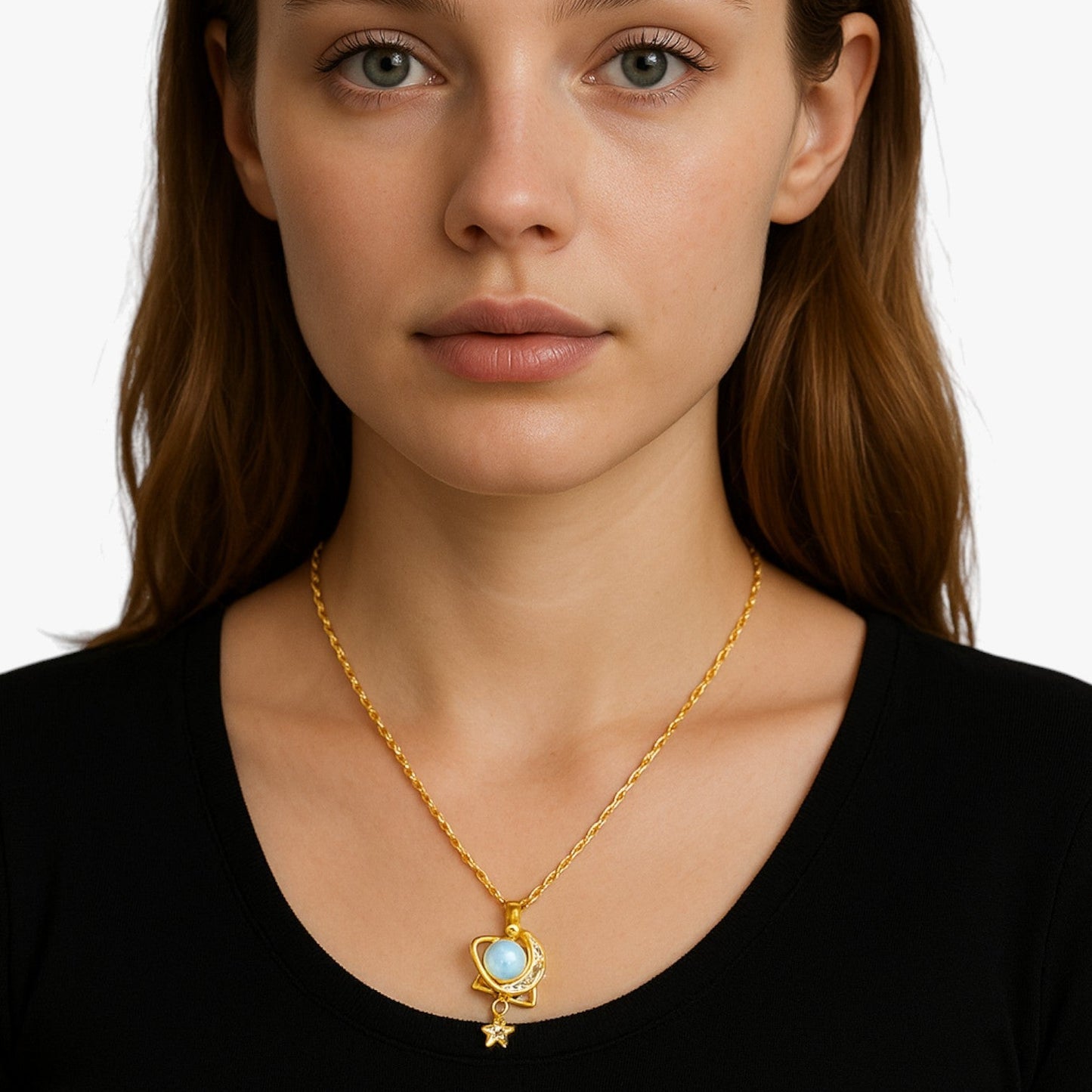 Ivanna | Romantische Halskette aus Edelstahl mit Mond und Stern