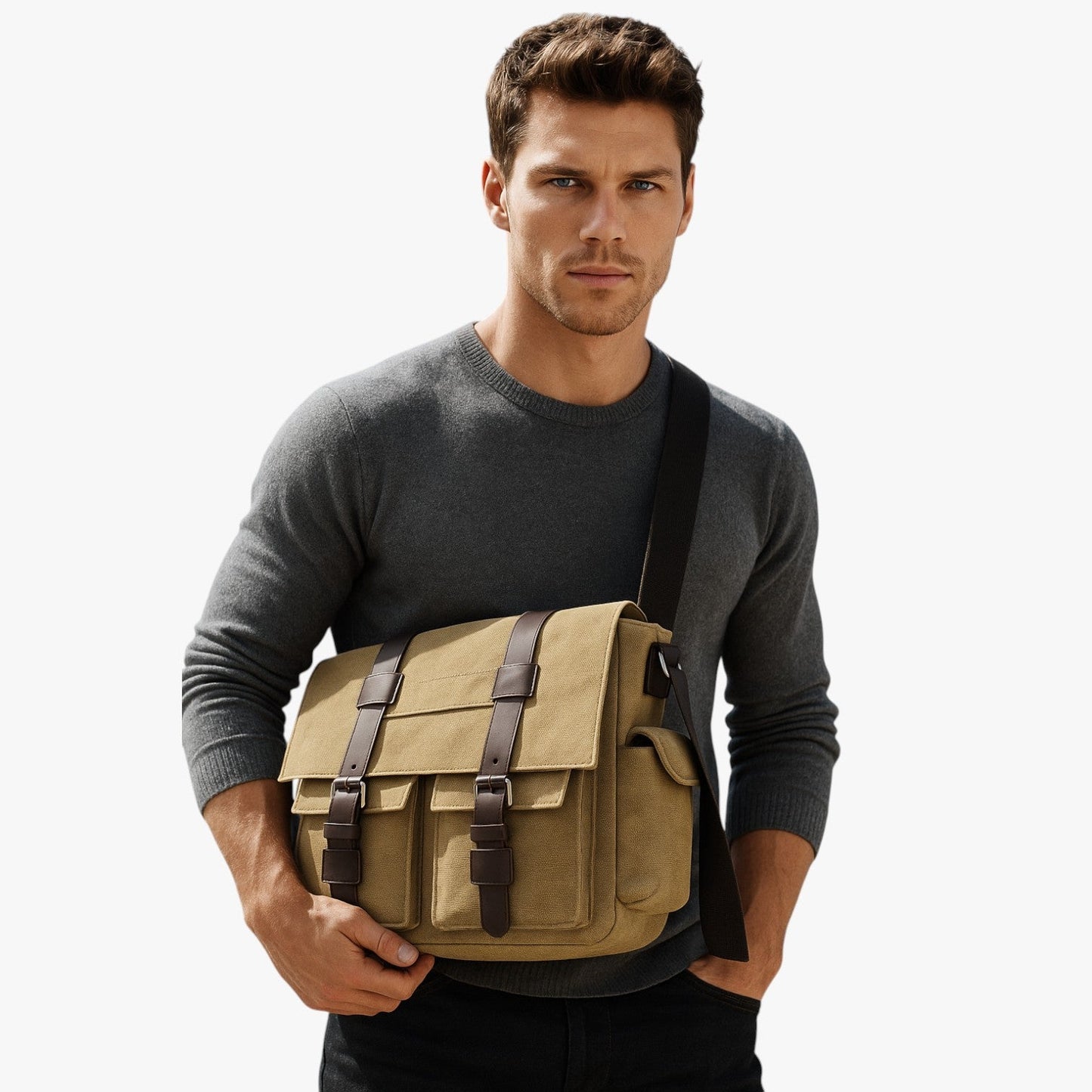 Harlan | Vintage Ledertasche für Männer mit Schultergurt