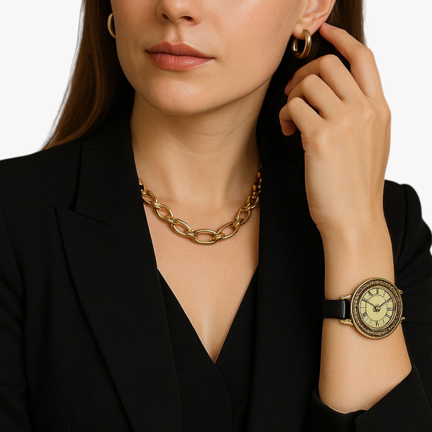 Laurel | Vintage Lederuhr mit römischem Ziffernblatt