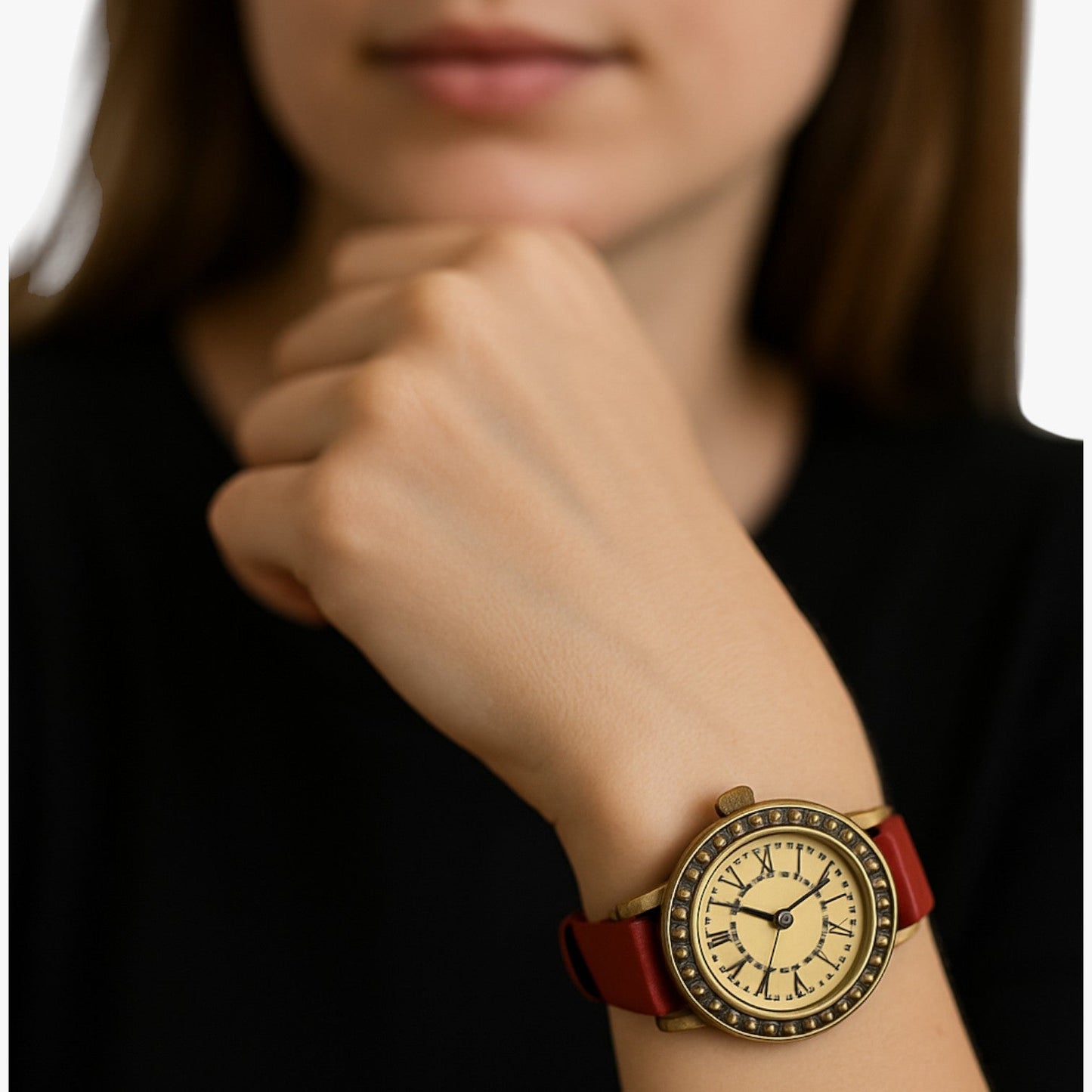 Laurel | Vintage Lederuhr mit römischem Ziffernblatt