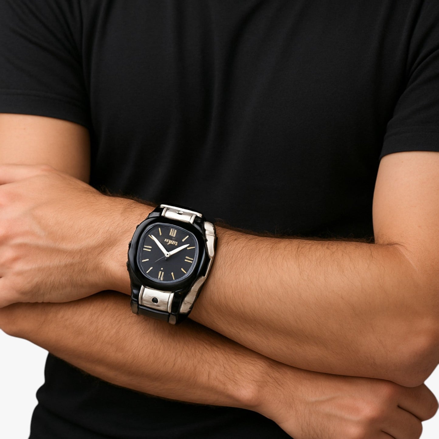 Alden | Großes quadratisches Herrenuhr mit echtem Lederarmband
