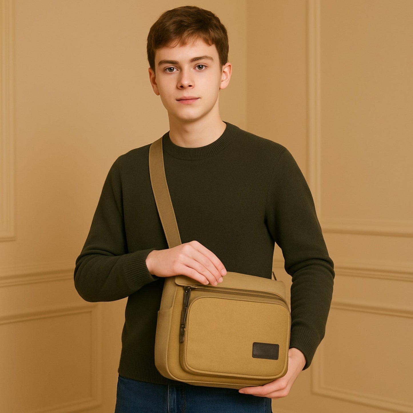 Max | Multifunktionale Canvas Schultertasche für Männer