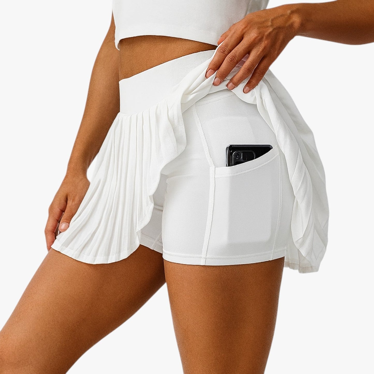 Nora | Dehnbare plissierte Sportkleidung mit Taschen