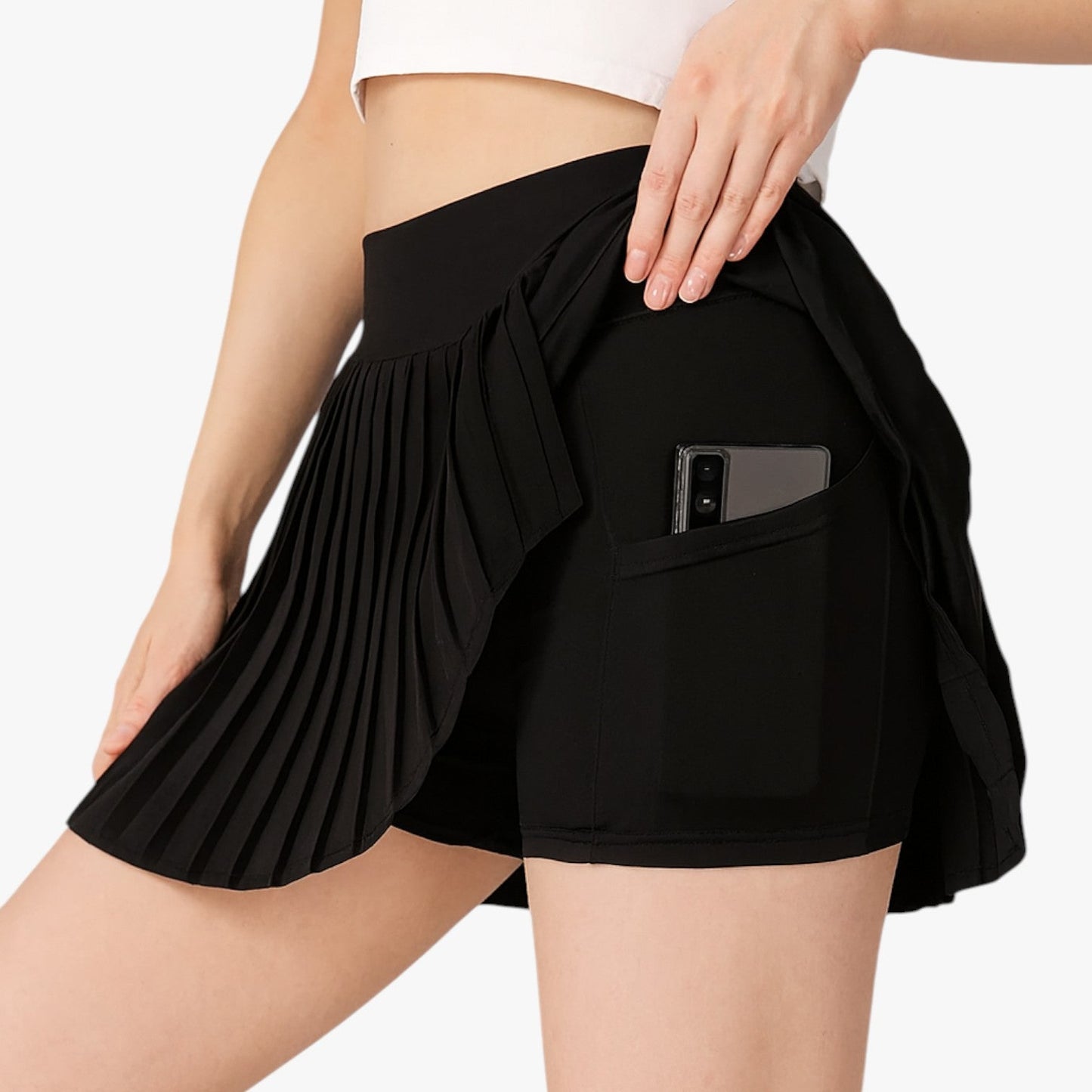 Nora | Dehnbare plissierte Sportkleidung mit Taschen