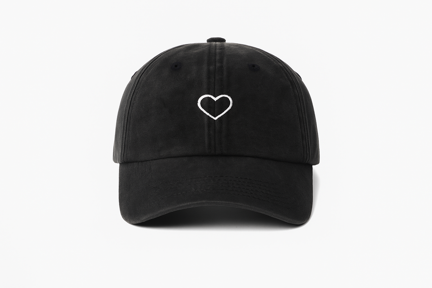 Minimalistische Herz-Kappe | Verwaschene graue Baseballmütze aus Baumwolle