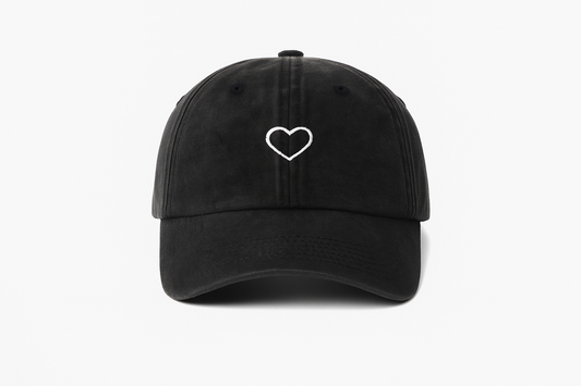 Minimalistische Herz-Kappe | Verwaschene graue Baseballmütze aus Baumwolle