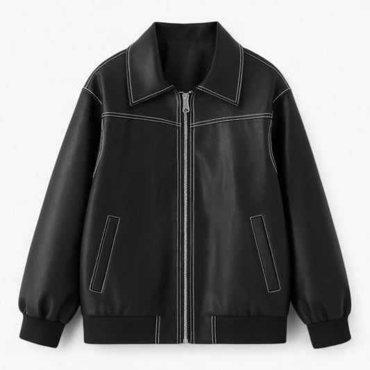 Fiore - Damen Chic Imitationsleder Jacke