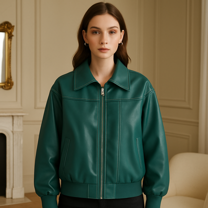 Fiore - Damen Chic Imitationsleder Jacke