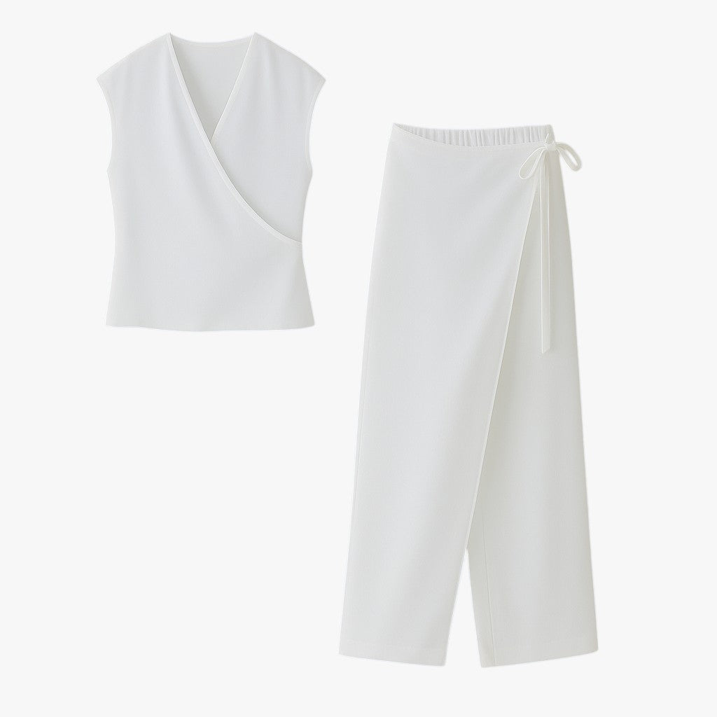 Alessia | Damen-Set Unifarben – Bluse & Hose